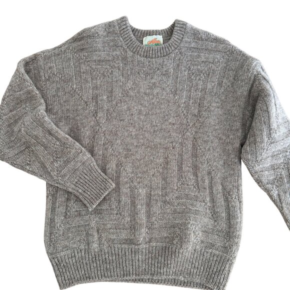 Vintage Cable Knit Wool Crew Neck Sweater sz S - Moca Brown - Picture 2 of 14